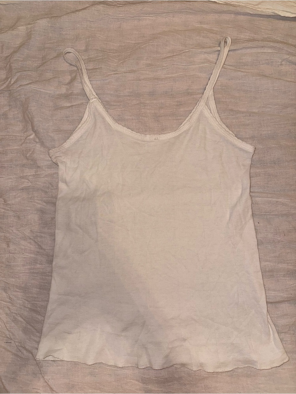 White Ribbed Cami Tank Top